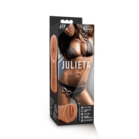 Stroker Julieta Mocha - otwarty kanał, teksturowany TPE, 12,7 cm - 2
