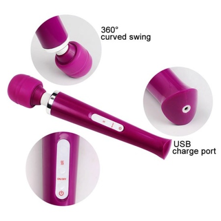 Masażer Magic Wand USB 10 Programów, Czarny - 13