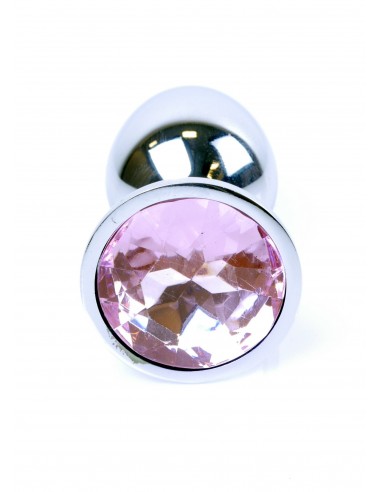 Stalowy Korek Analny Dla Początkujących z Jasno-Różowym Diamentem - Korki analne stalowe - 2