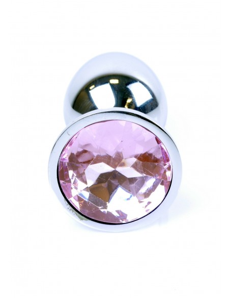 Stalowy Korek Analny Dla Początkujących z Jasno-Różowym Diamentem - Korki analne stalowe - 2