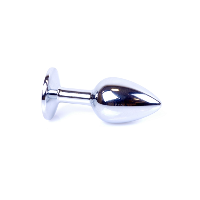Biżuteria Analna PLUG-Rose Silver - Stal Nierdzewna, Anatomiczny Kształt z Różowym Diamentem, 7 cm - 4