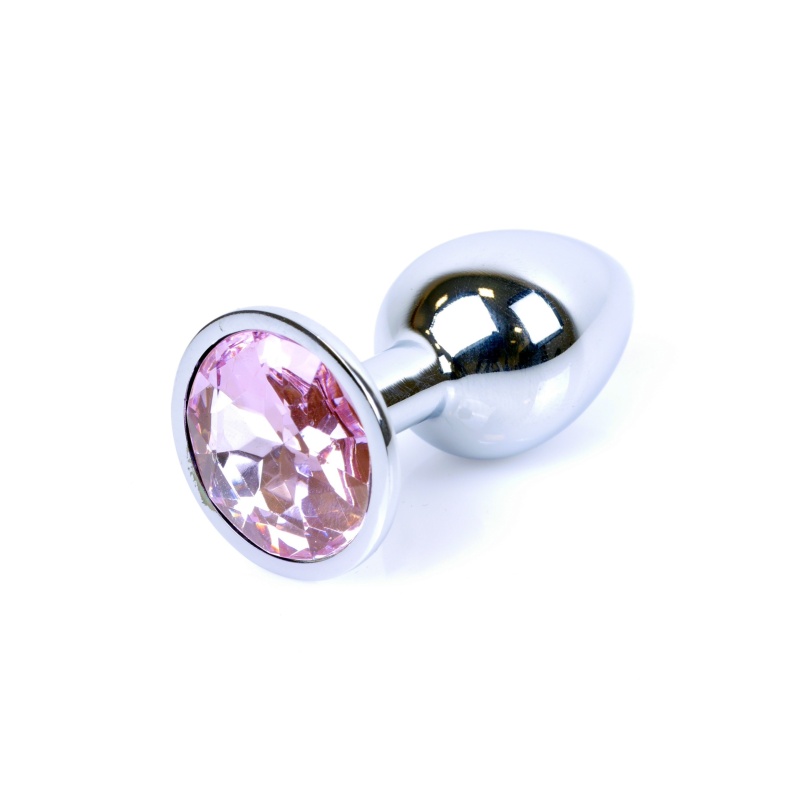 Biżuteria Analna PLUG-Rose Silver - Stal Nierdzewna, Anatomiczny Kształt z Różowym Diamentem, 7 cm - 7