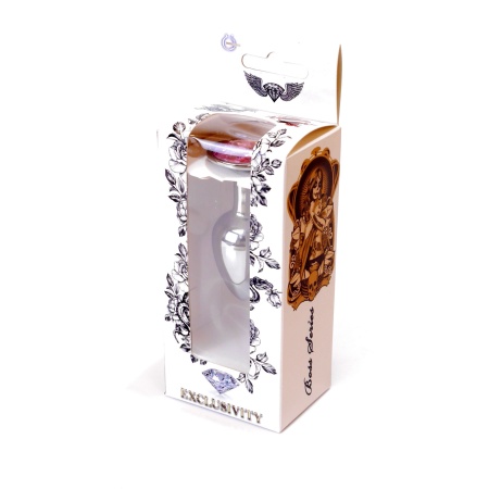 Biżuteria Analna PLUG-Rose Silver - Stal Nierdzewna, Anatomiczny Kształt z Różowym Diamentem, 7 cm - 8