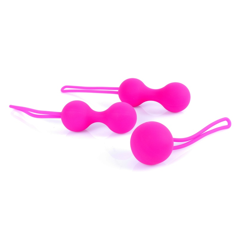 Kulki Kegla Silicone Kegal Balls Set - Pink - zestaw 3 kulek z medycznego silikonu z ruchomymi stalowymi obciążnikami, 7 cm / 7, - 2