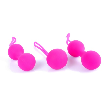 Kulki Kegla Silicone Kegal Balls Set - Pink - zestaw 3 kulek z medycznego silikonu z ruchomymi stalowymi obciążnikami, 7 cm / 7, - 3