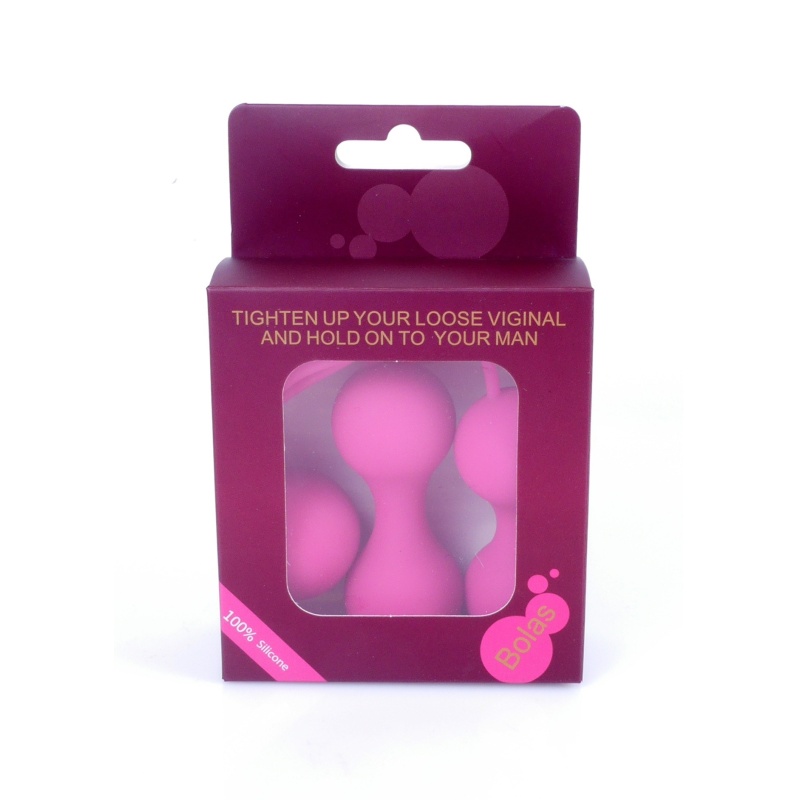 Kulki Kegla Silicone Kegal Balls Set - Pink - zestaw 3 kulek z medycznego silikonu z ruchomymi stalowymi obciążnikami, 7 cm / 7, - 5