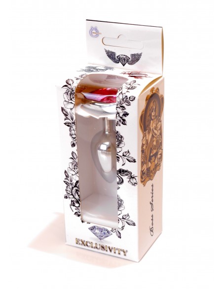 Mały Stalowy Korek Analny z Różowym Serduszkiem Exclusivity - Srebrny lub Złoty - Korki analne stalowe - 8