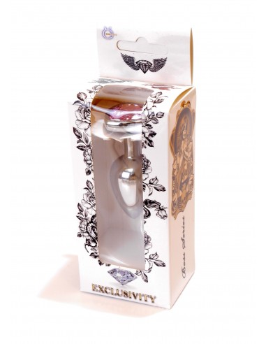 Mały Stalowy Korek Analny z Jasno-Różowym Serduszkiem Exclusivity - Srebrny lub Złoty - Korki analne stalowe - 8