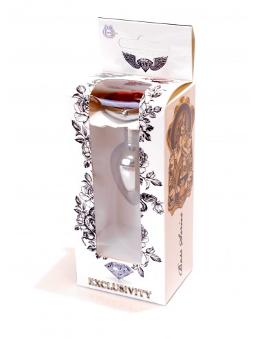 Mały Stalowy Korek Analny z Czerwonym Serduszkiem Exclusivity - Srebrny lub Złoty - Korki analne stalowe - 8