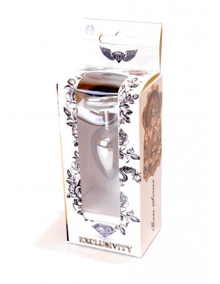 Mały Stalowy Korek Analny z Czarnym Serduszkiem Exclusivity - Srebrny lub Złoty - Korki analne stalowe - 8