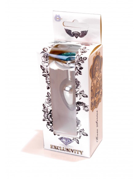 Mały Stalowy Korek Analny z Turkusowym Serduszkiem Exclusivity - Srebrny lub Złoty - Korki analne stalowe - 8