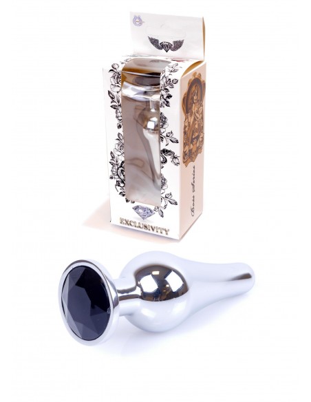 Stalowy Korek Analny z Czarnym Diamentem Exclusivity - Korki analne stalowe - 2