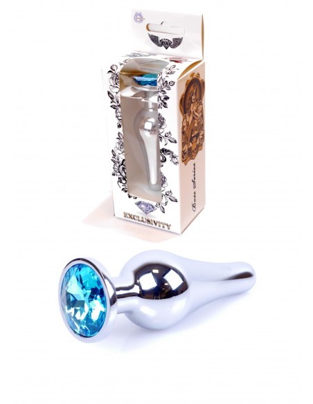 Stalowy Korek Analny z Turkusowym Zdobieniem Exclusivity - Korki analne stalowe - 2