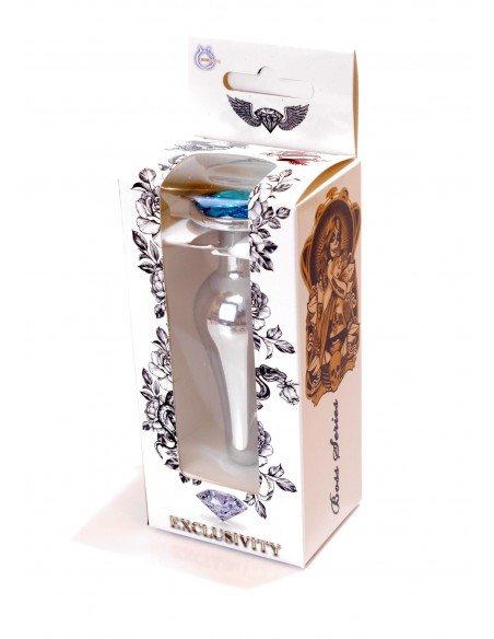 Stalowy Korek Analny z Turkusowym Zdobieniem Exclusivity - Korki analne stalowe - 8