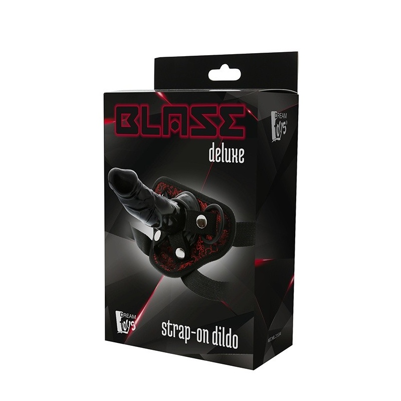 Strap-on BLAZE DELUXE z regulowaną uprzężą, wymiennym dildem 13 cm i systemem zatrzaskowym - 6