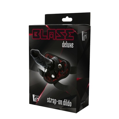 Strap-on BLAZE DELUXE z regulowaną uprzężą, wymiennym dildem 13 cm i systemem zatrzaskowym - 6
