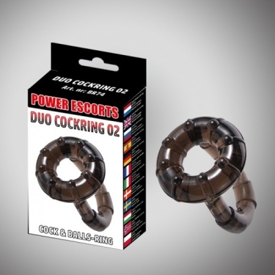 Duo Cockring podwójny pierścień na penisa i jądra 5,5/4,5 cm czarny - 1