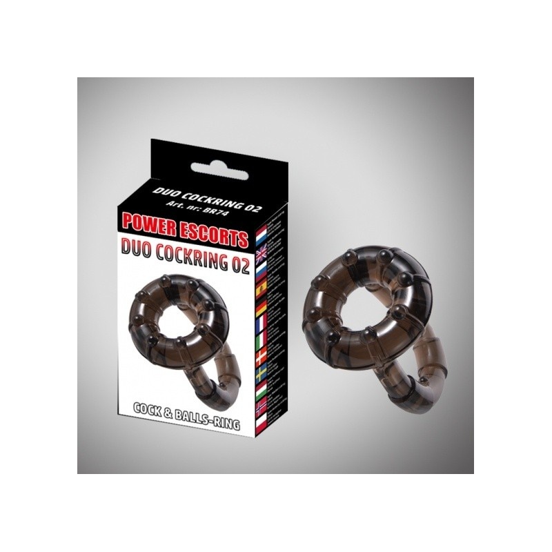 Duo Cockring podwójny pierścień na penisa i jądra 5,5/4,5 cm czarny - 1