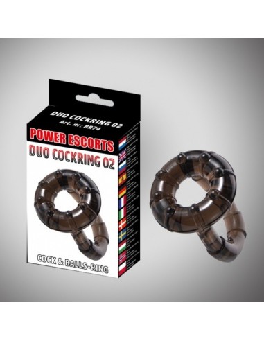 Pierścień na Penisa na penisa Duo cockring black duo cock / ball cockring dia 5,5 / 4,5 cm - Pierścienie erekcyjne niewibrujące 