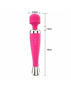 Masażer wand de luxe pink 19 cm recharg bodywand metal plated - Wibratory Magic Wand - 1 2
