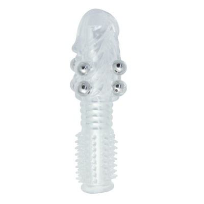 Nakładka na penisa Timeless Stretchy Penis – 8 cm, przezroczysta, teksturowana - 1