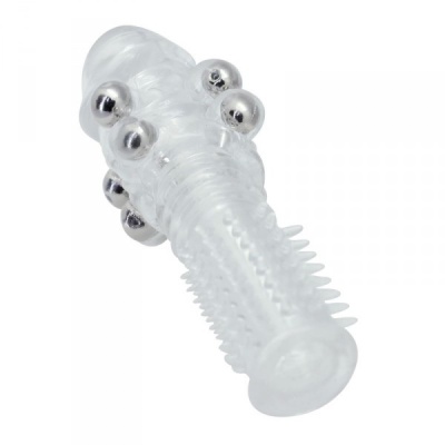 Nakładka na penisa Timeless Stretchy Penis – 8 cm, przezroczysta, teksturowana - 1 2