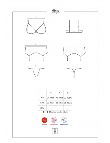 Mixty komplet bielizny erotycznej 3-częściowy czarny L/XL - Komplety bielizny erotycznej - 7