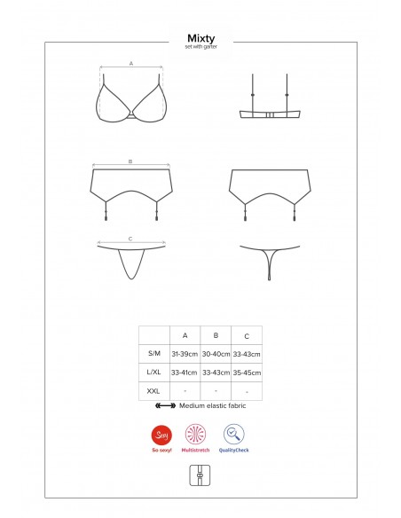 Mixty komplet bielizny erotycznej 3-częściowy czarny L/XL - Komplety bielizny erotycznej - 7