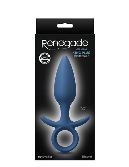 Wibrujący korek analny RENEGADE VIBRATING KING PLUG MEDIUM BLUE - Kulki i korki analne wibrujące - 2