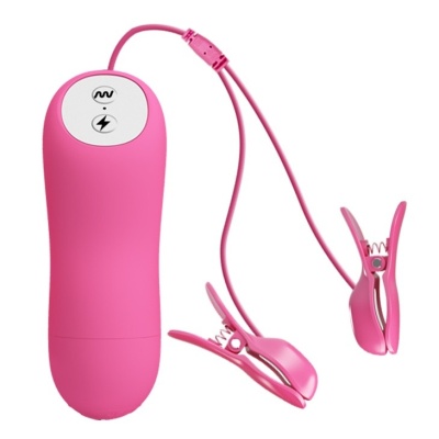 Regulowane zaciski na sutki Romantic Wave z elektrostymulacją, 8 cm - 1