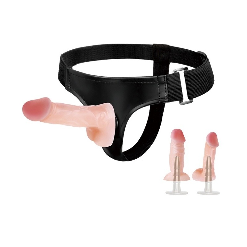 Strap-on Jessica z dwoma dildami i efektem ssącym - pas 58-86 cm - 1