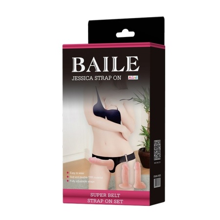 Strap-on Jessica z dwoma dildami i efektem ssącym - pas 58-86 cm - 7