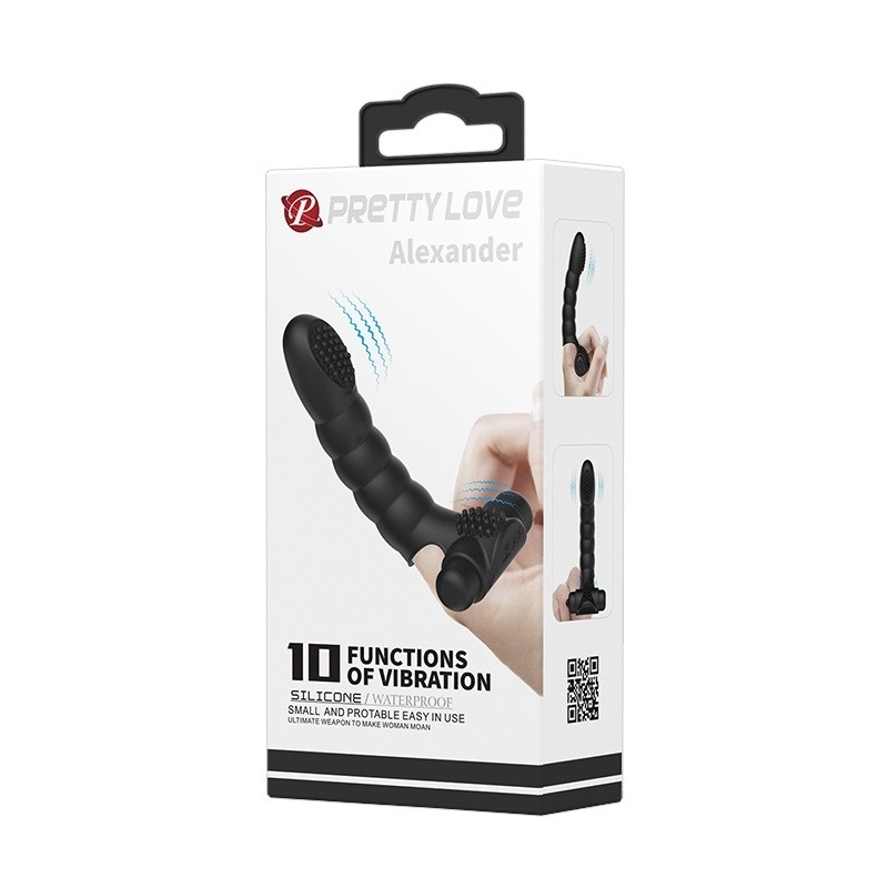 Wibrator palcowy ALEXANDER - silikon, IPX7, 10 trybów, 9,5 cm - 8