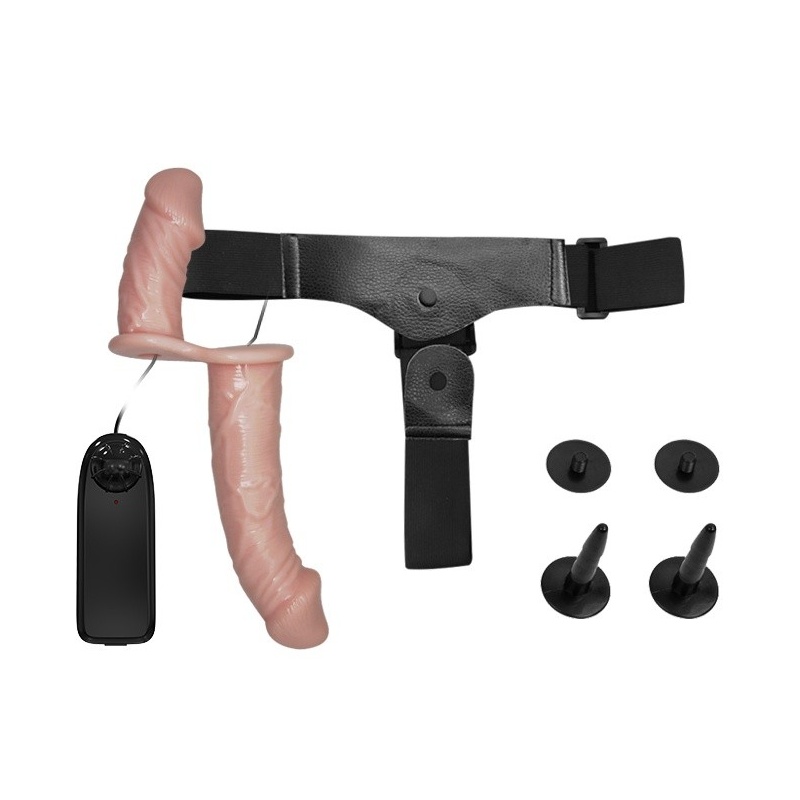 Uprząż Ultra Passionate z podwójną wibracją i dildem 17,5 cm - 4