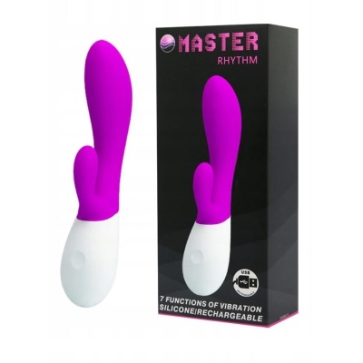 Masster Rhythm — wibrator silikonowy z 2 silnikami i stymulatorem łechtaczki, 19,6 cm - 1 2