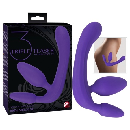 Strap-On bez Uprzęży Triple Teaser – trójdzielna konstrukcja z dildem 20 cm - 6