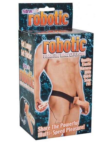 Wibrujący Strapon Robotic Vibr. Male Extension - Strap-ony, dilda na pasku z wibracją - 2
