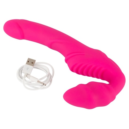 Wibrator strap-on bez uprzęży Vibrating Strapless Strap-on 2 – silikon z powłoką PU, 9 trybów wibracji, długość 21,8 cm - 6