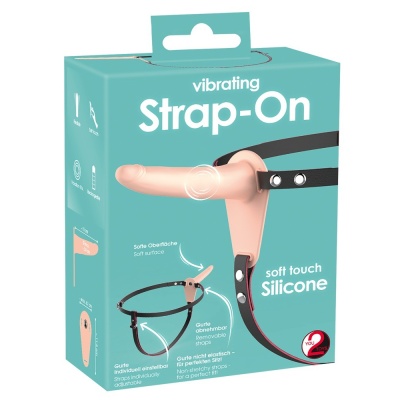 Vibrating Strap-On ORION – regulowany pas z wibracją i wyjmowanym wibrobulletem, 10 trybów, korpus silikonowy 15,7 cm - 1 2