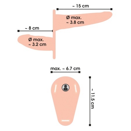 Podwójny Strap-On z Wibracją — Silikon i PU, 2 Dilda 15,7 cm i 8,8 cm, 10 Trybów - 3
