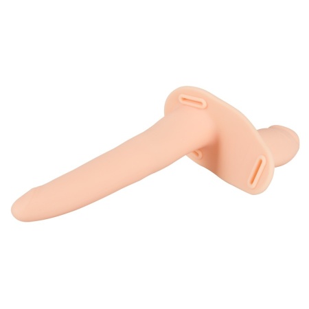 Podwójny Strap-On z Wibracją — Silikon i PU, 2 Dilda 15,7 cm i 8,8 cm, 10 Trybów - 10