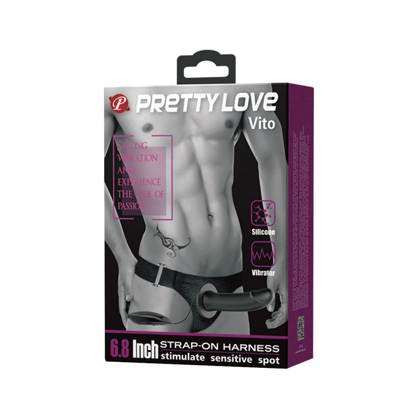 Strap-on Vito z regulowanym pasem, wibrujący, silikonowy, 17,3 cm - 8
