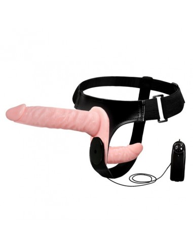 Wibrujący Strapon Ultra Passionate Harness Double-Header - Strap-ony, dilda na pasku z wibracją - 1