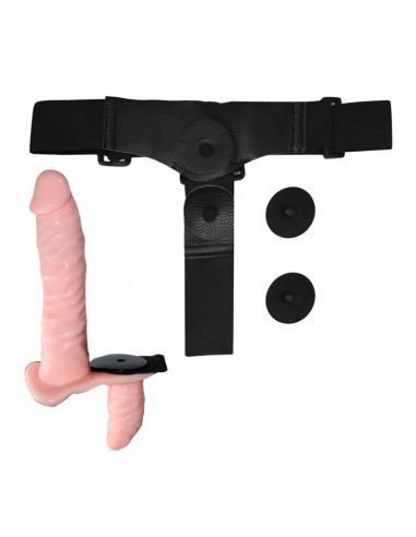 Wibrujący Strapon Ultra Passionate Harness Double-Header - Strap-ony, dilda na pasku z wibracją - 4