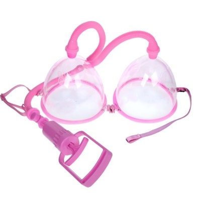 Podwójna pompka próżniowa do piersi Twin Cups z ręcznym tłokiem, klosz 13 cm - 1