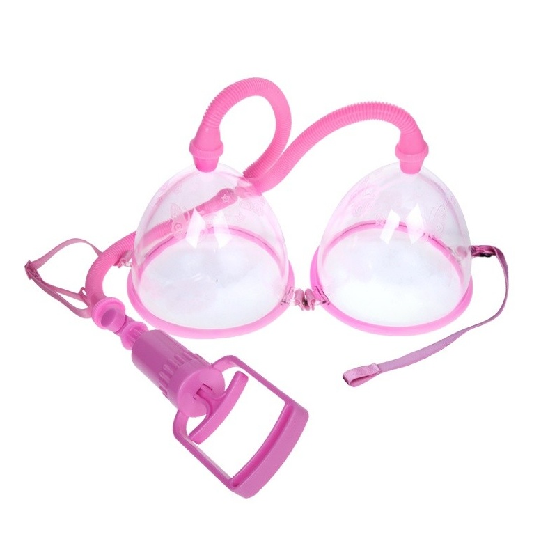 Podwójna pompka próżniowa do piersi Twin Cups z ręcznym tłokiem, klosz 13 cm - 1