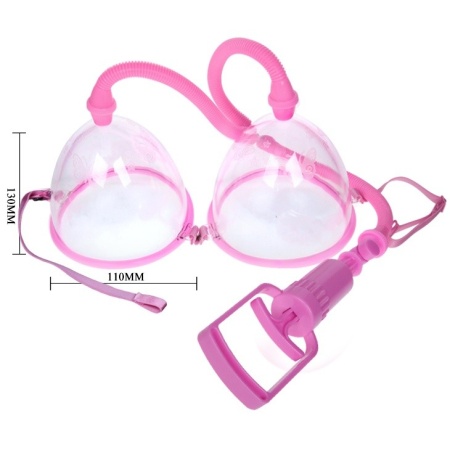 Podwójna pompka próżniowa do piersi Twin Cups z ręcznym tłokiem, klosz 13 cm - 4