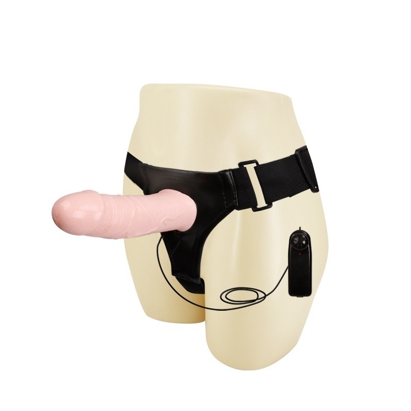 Strap-on z pustym kanałem BW-022039 z wibracją, długość całkowita 17 cm - 2