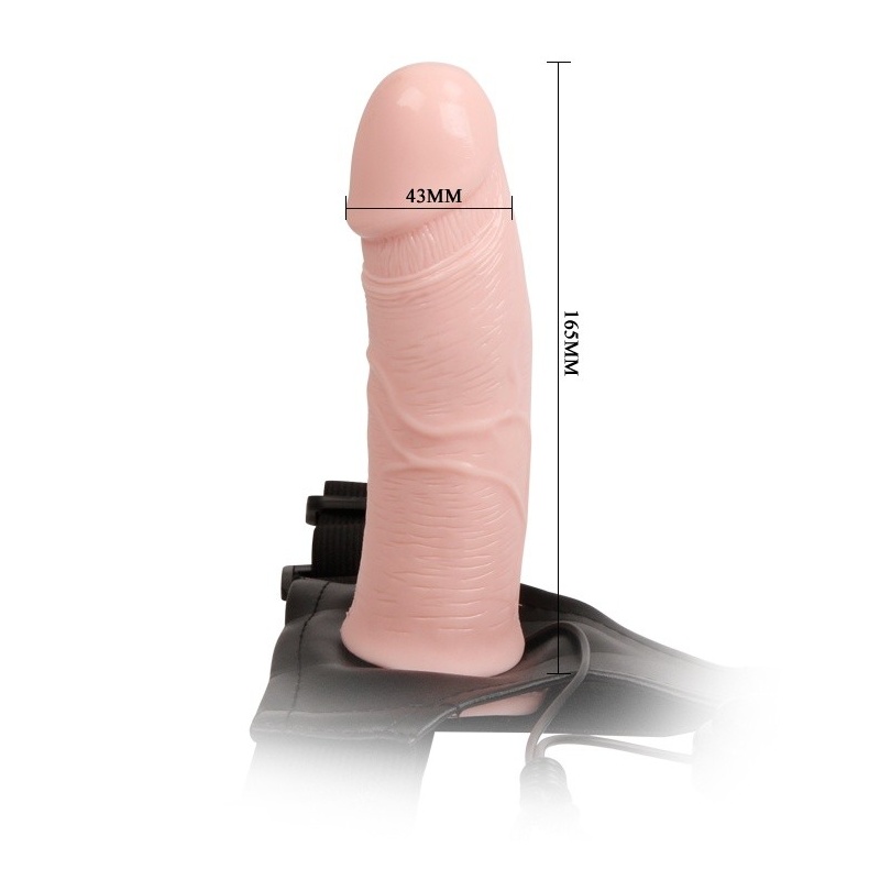 Strap-on z pustym kanałem BW-022039 z wibracją, długość całkowita 17 cm - 5