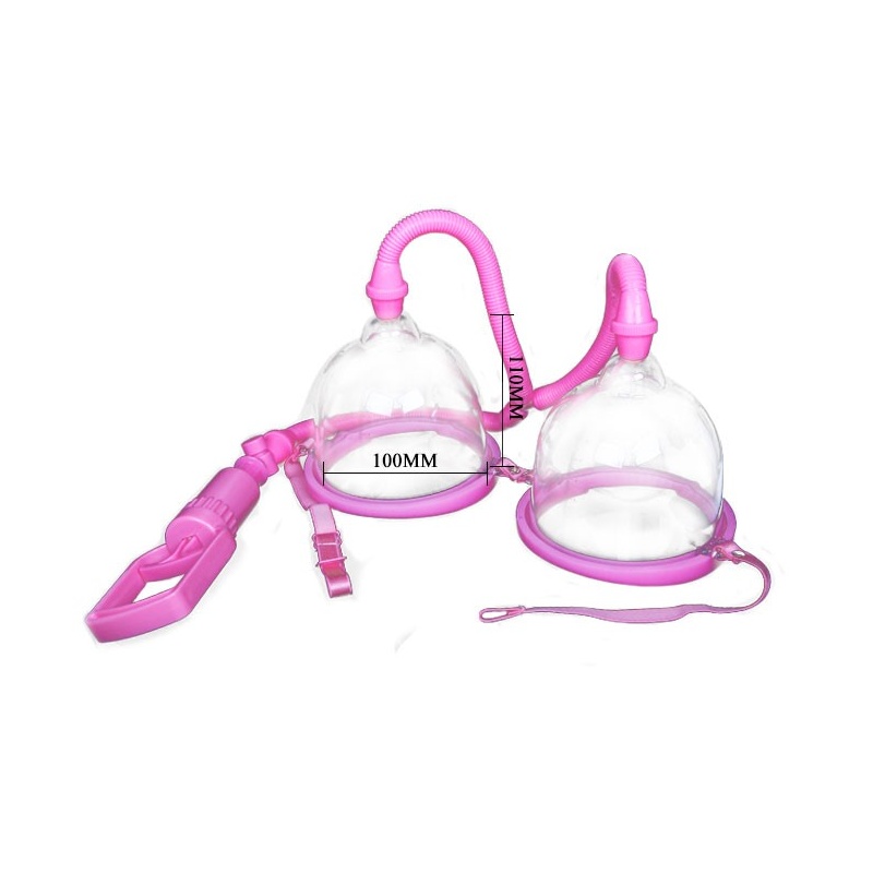 Pompka próżniowa do biustu Twin Cups z podwójnymi miseczkami o średnicy 10 cm - 4